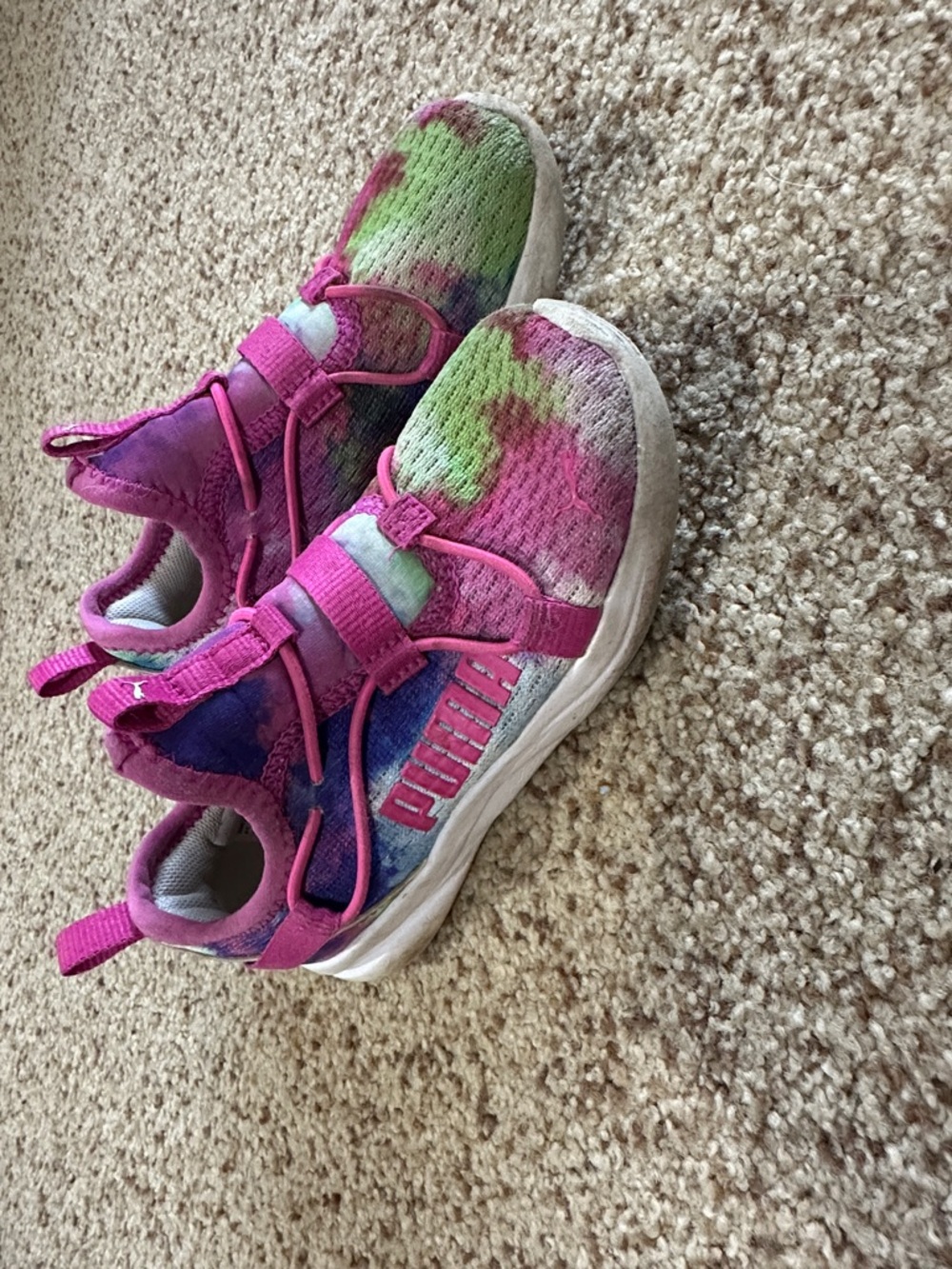 PUMA Kids Pink, Green & Purple Tie-Dye Slip-On Sneakers